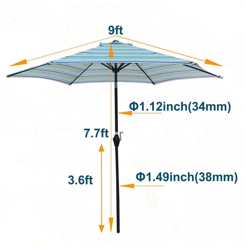 9FT UMBRELLA , Blue Striped