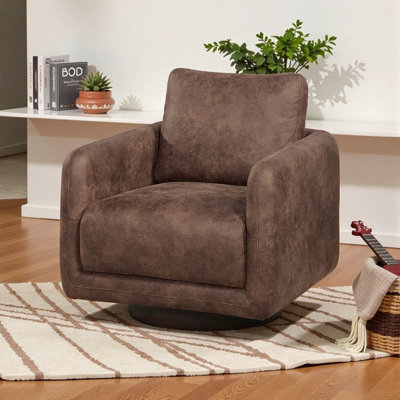 Fauteuil d'appoint pivotant à 360 ° - Confort moderne et base en bois massif