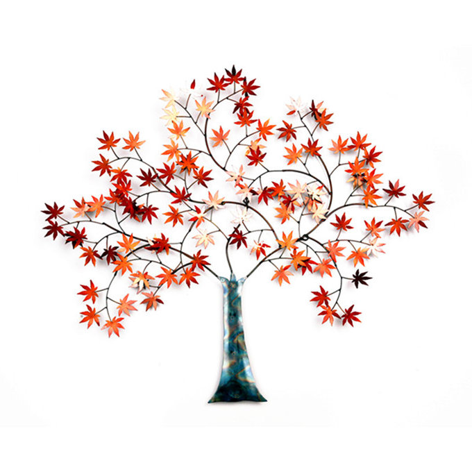 Handcrafted Fall Leaves Metal Wall Art Decor