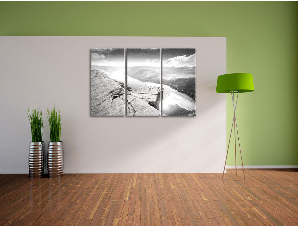 3-tlg. Leinwandbild-Set „Preikestolen Lysefjord Küste in Norwegen“, Kunstdruck