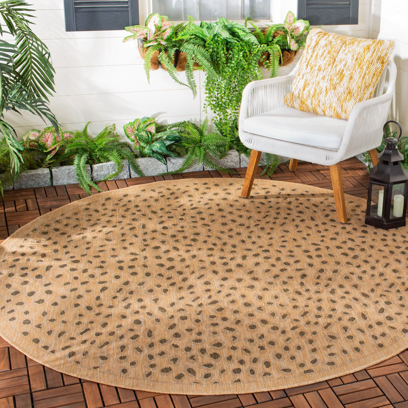 Arneshia Animal Print Natural Indoor / Outdoor Area Indoor/Outdoor Area Rug, Round 6'7"