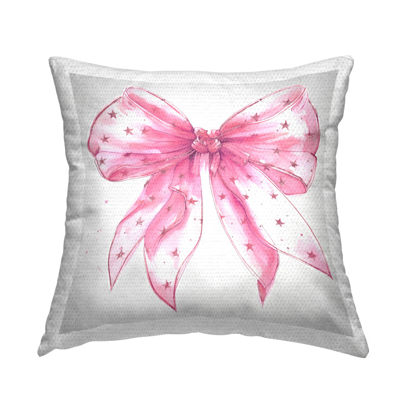 Coussin décoratif d'extérieur Fabulous Pink Bow Print par Ramona Murdock