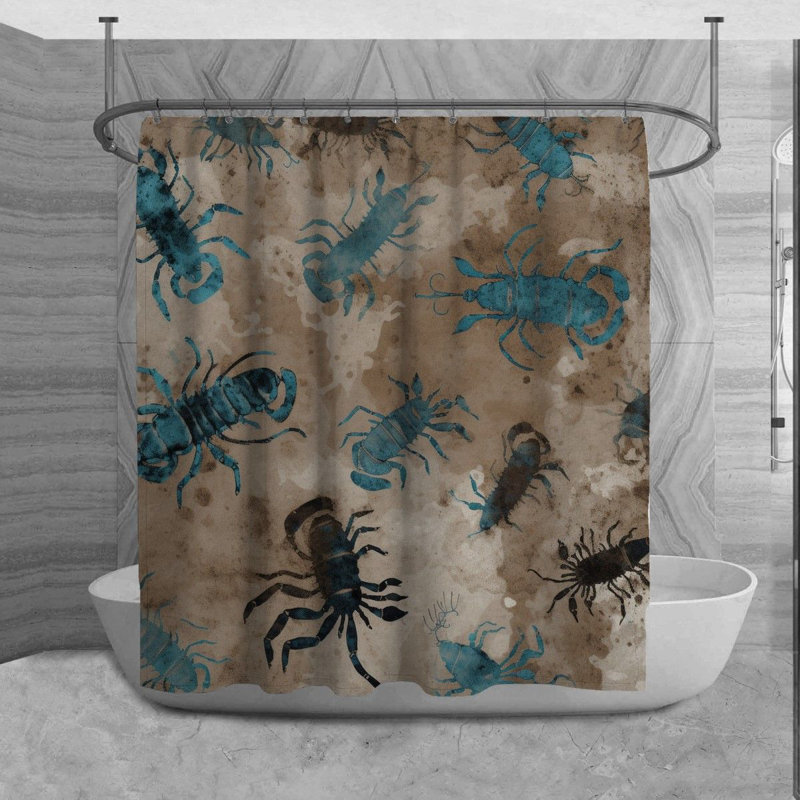 Scorpion Shower Curtain Animals Bathroom Décor Blue/Brown, H 84 po x l 70 po