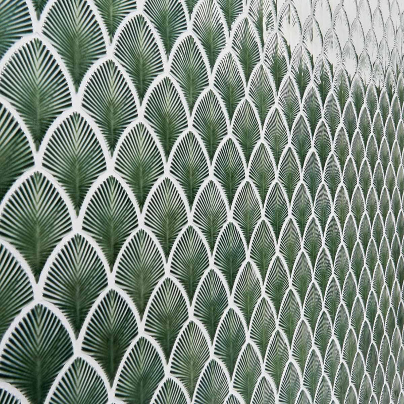 Nabi Fishscale 3X4" Crackled Glossy Glass Mosaic Tile, Deep Emerald Green