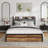 Metal Platform Bed Frame with Velvet Button-Tufted Headboard, 2 Storage Drawers, LED Light & USB Charging Port, Heavy Duty, Brown Wooden Panel, No Box Spring Needed-623376531