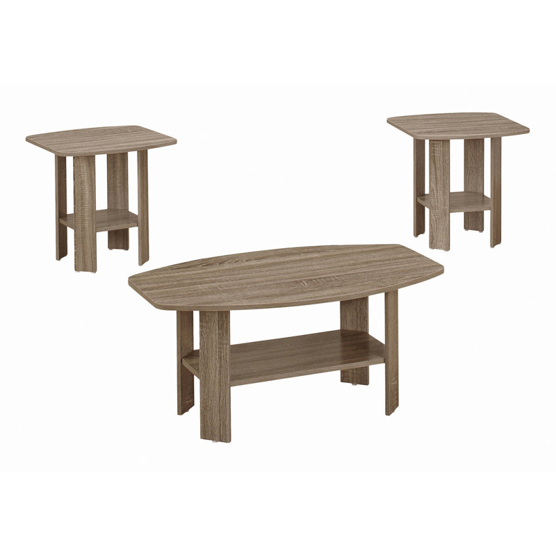 Ensemble de trois pièces, table basse avec table de bout pour la maison, Taupe