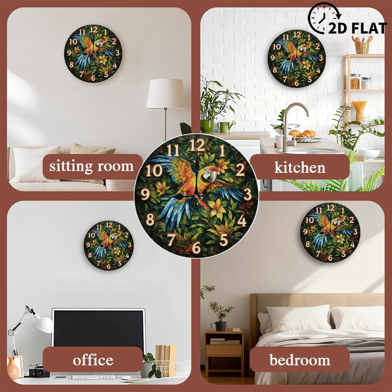 Jungle Clock With Flying Parrot