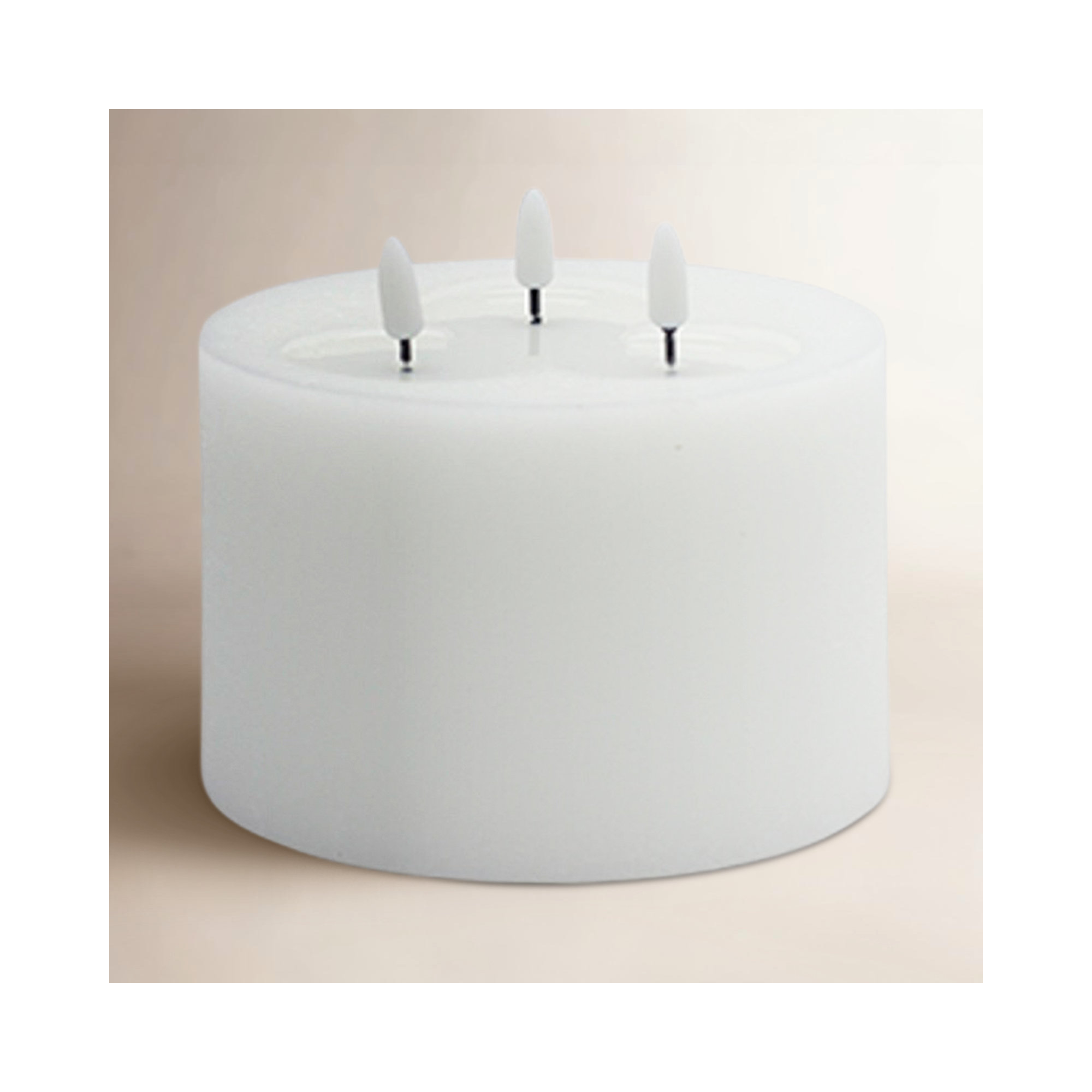 3 Wick Small Flameless Candle, White
