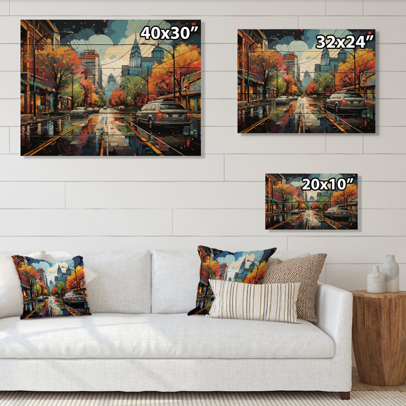 City Nashville Popart II sur bois, H 24 po x l 32 po x P 0,78 po