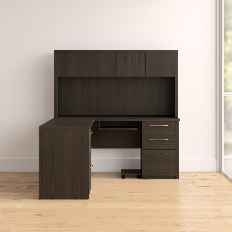 Ornello L-Shaped Computer Desk, Dark Chocolate