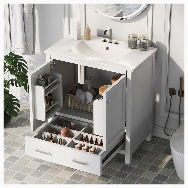 Ensemble de meuble-lavabo simple avec plateau 18,30 Letellier, Blanc