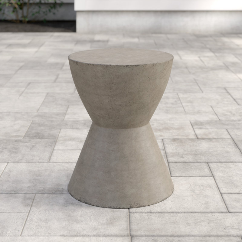 Outdoor Chenai Concrete Accent Table, Dark Grey