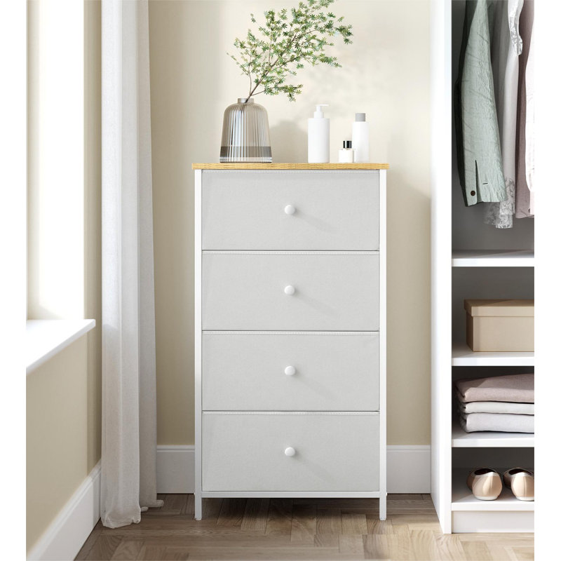 Ahmora 45 cm W Chest of 4 Drawers, White/Oak