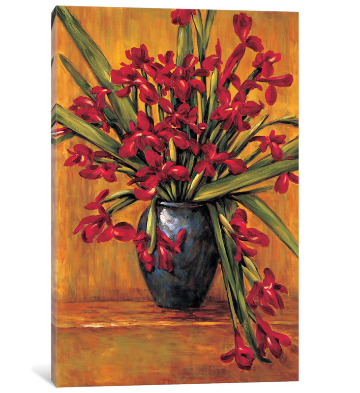 « red irises », reproduction d’art sur toile, H 40 po x l 26 po x P 1,5 po