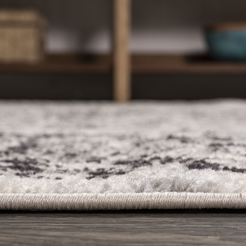 Shellenbarger Filigree Medallion Dark Gray/Cream Rug, Runner 2'3" x 8'