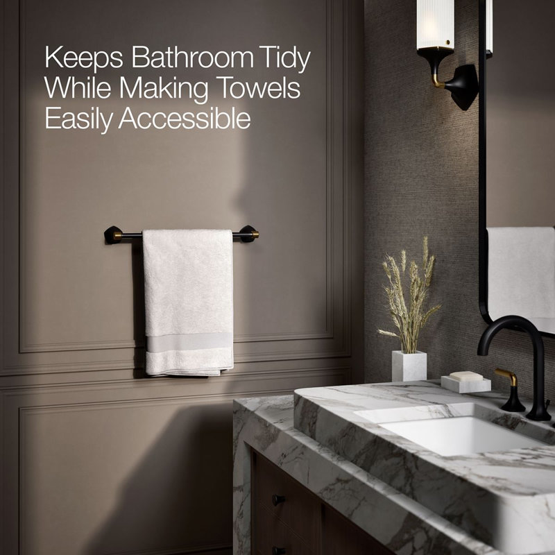 Occasion Towel Bar, 2.31" H x 18" W x 3.5" D, Matte Black/Brushed Moderne Brass