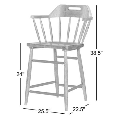 Country Living Vintage Market Counter Height Spindle Back Arm Chair with Handle Cut Out