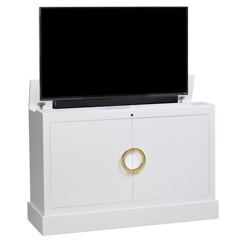 Clubside Unfinished TV Stand for TVs up to 55", White/Brass