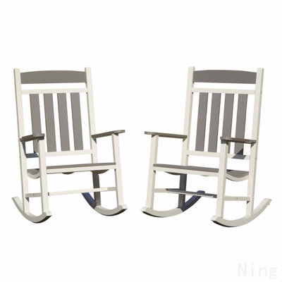 Outdoor Rocking Chairs Set Of 2, Durable Hdpe Patio Oversized Rockers For Adults, Porch Rocking Chair With 380lbs Support, Weather-Resistant