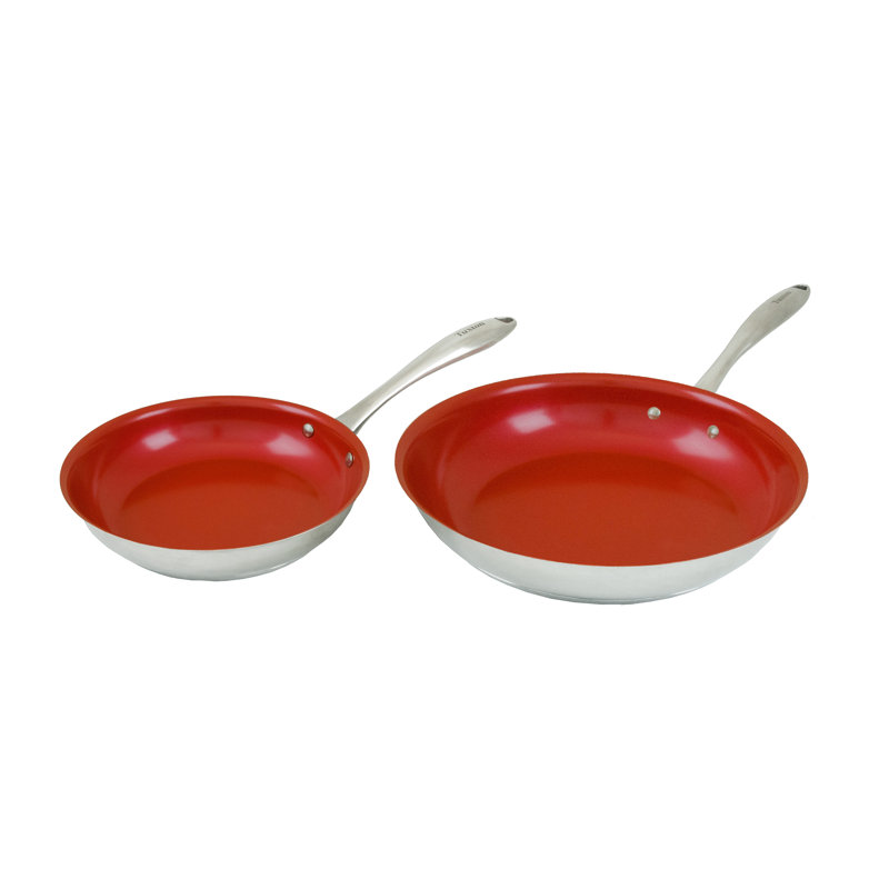 Ensemble de poêle à frire antiadhésive en acier inoxydable 2 pièces Tuxton Home Concentrix, Cayenne
