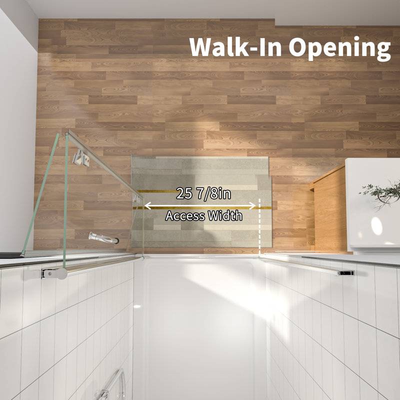 30-32 in.W x 72 in.H Bifold Frameless Glass Shower Door, Folding Frameless Shower Door., Chrome
