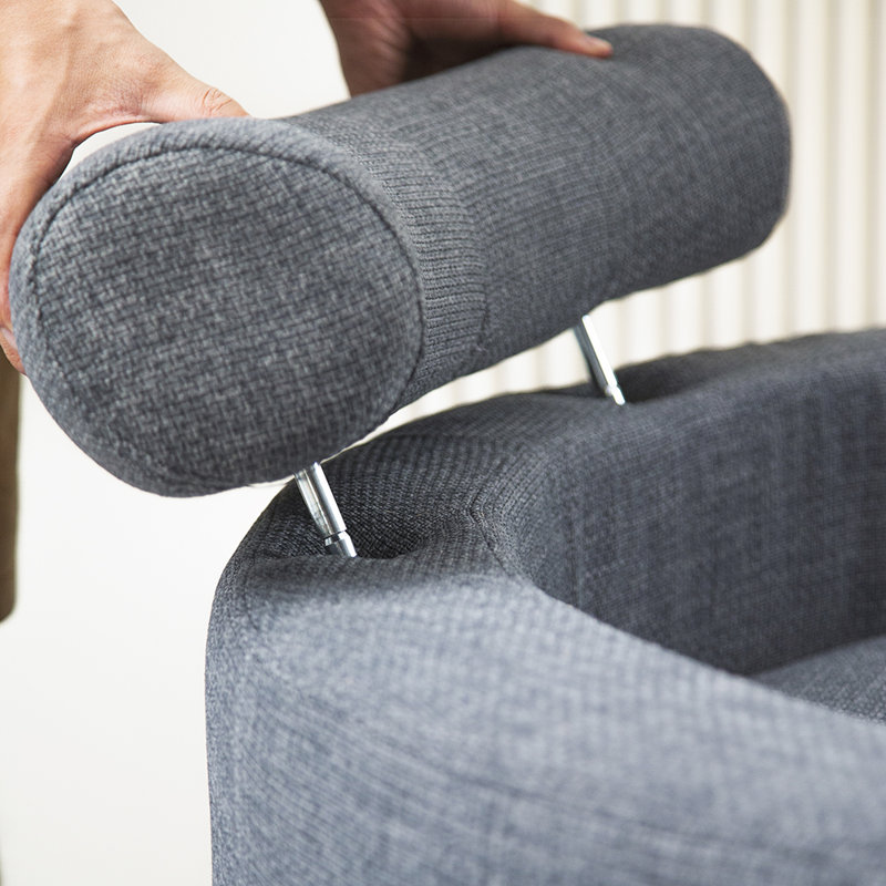 Dashton Upholstered Barrel Chair with Ottoman, Dark Gray Linen