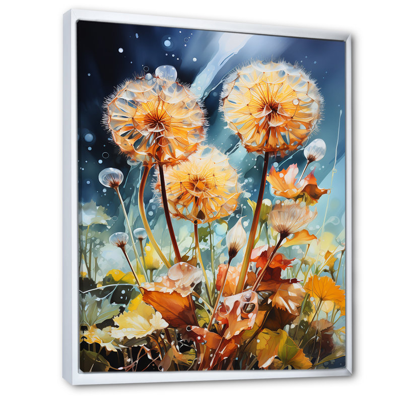Luceile Meadow Dandelion Delight II, H 40 po x l 30 po x P 1,5 po, Cadre flottant blanc