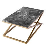 Coffee Table Criss Cross Brushed Brass Finish - Gray Marble
