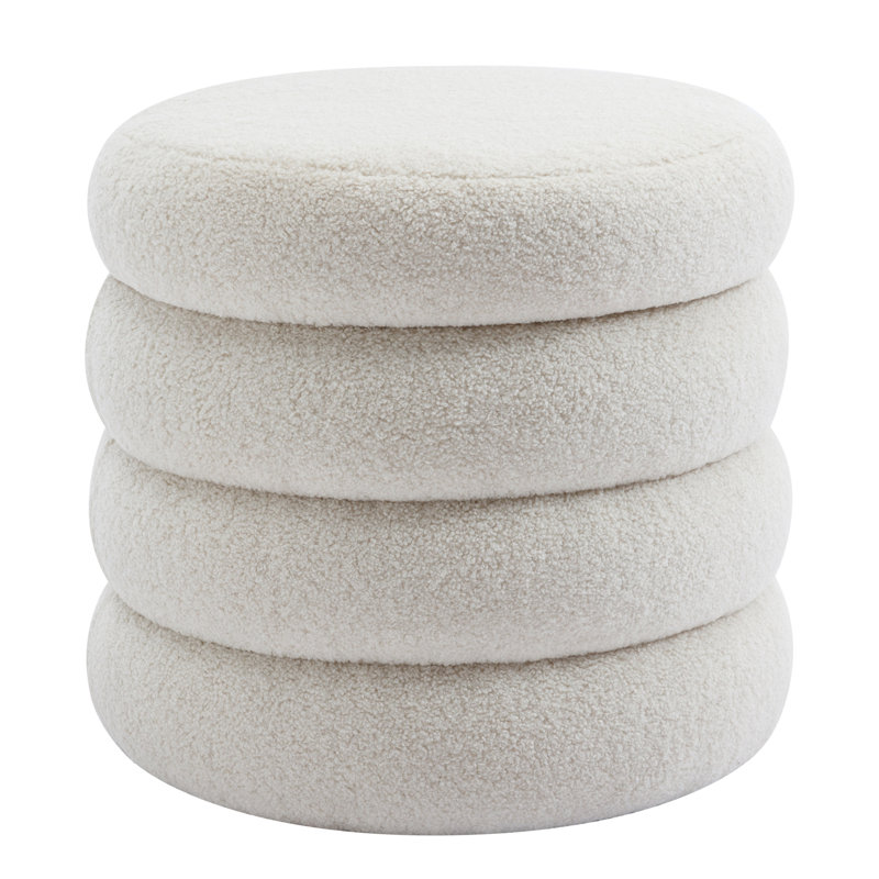 Leiani 51.1cm Wide Tufted Standard Ottoman, White Boucle