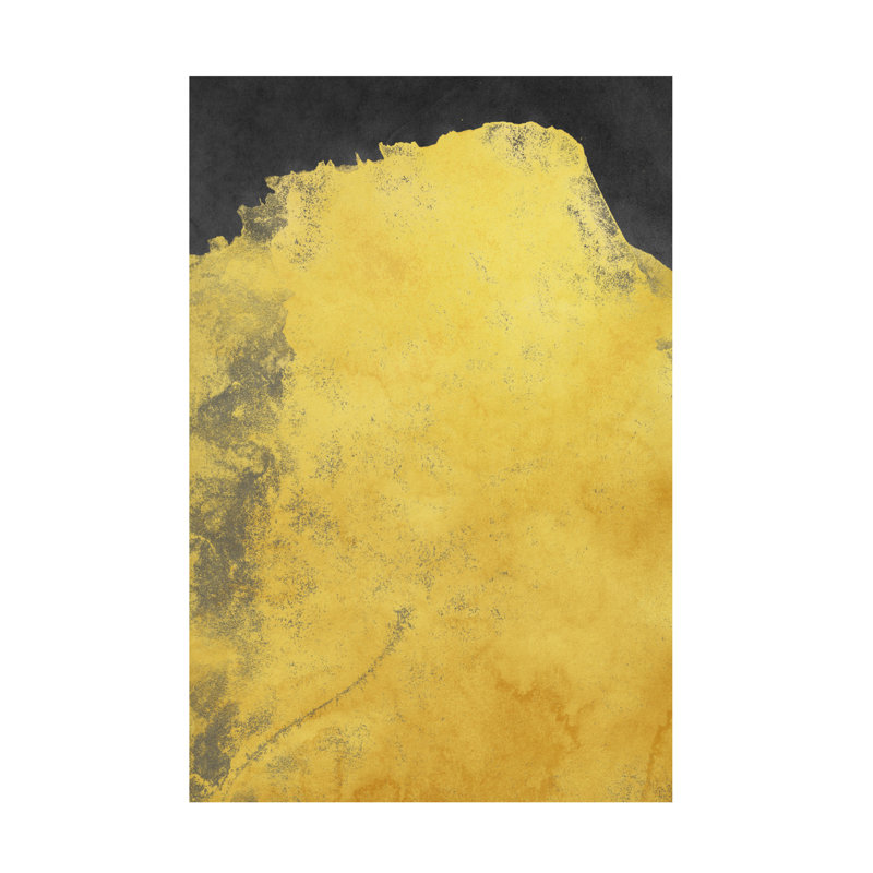Art sur toile, noir et jaune 01, H 19 po x l 12 po