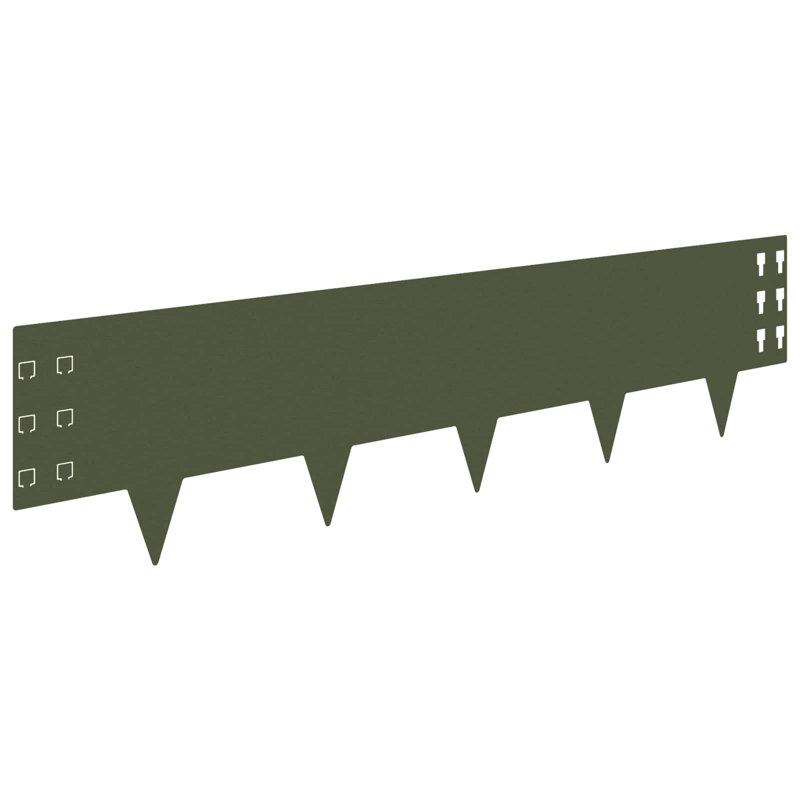 100 cm W Steel Lawn Edging Fencing with 10, 25cm H x 100cm W, Olive Green