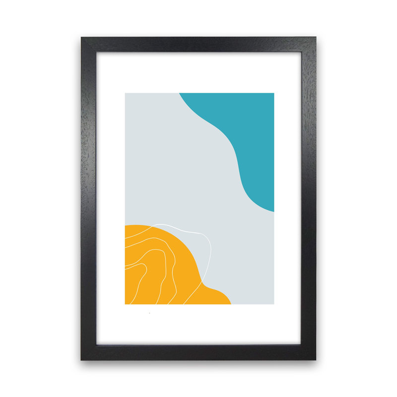 Mita Teal Abstract N19 by Pixy Paper - Print, Black Framed, 84cm H x 59.4cm W x 3cm D