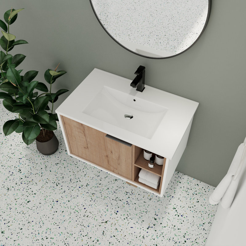 Ensemble de meuble-lavabo simple 30,47 po avec plateau en pierre Dejania