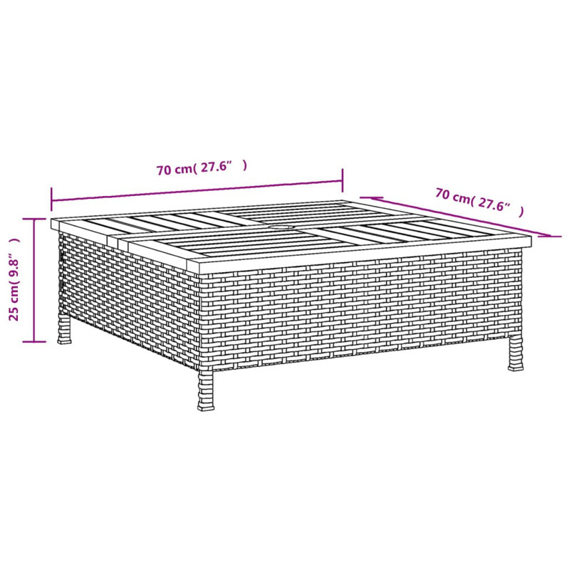 Andreano Square Outdoor Coffee Table , 70cm cm W 70cm cm D, Black