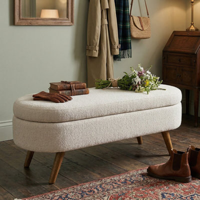 Banc de rangement rembourré en lin Elegant Minimalist