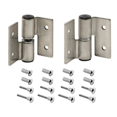 Prime-Line Surface Mounted Hinge Set, RH-In/LH-Out, W/Fasteners. Stainless Steel (Single Pack)
