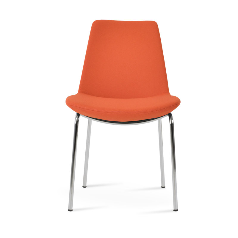 Chaise de salle à manger Eiffel Harris, Laine orange, Chrome