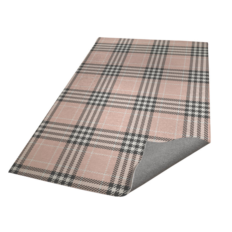 Christopher's Plaid Kids Play Mat, Rectangle 3' x 5', Pink