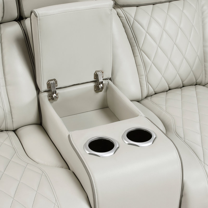 Causeuse inclinable électrique en similicuir de 73,5 po Dahmen, Taupe