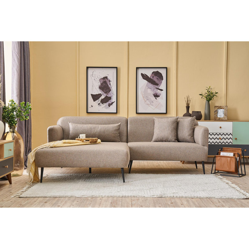 Coeta 3 Seater Sofa & Chaise, Right Hand Facing, 120cm H x 170cm W x 130cm D, Brown