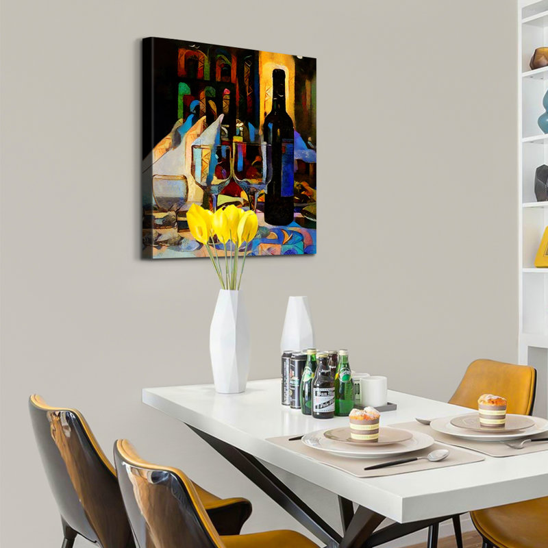 «Khiri», verres à vin abstraits sur toile, H 12 po x l 18 po x P 1,5 po