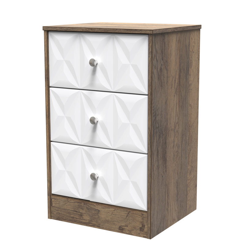 San Jose Bedside Table, White Matt/Vintage Oak