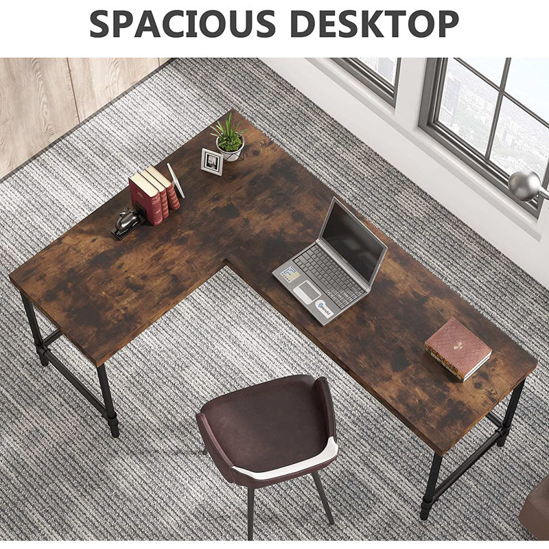 Arnisha L-Shaped Metal Base Computer Desk