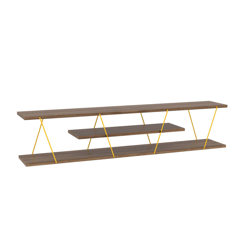 Furnishome Mid Century Modern TV Stand With 4 Shelves, Open Storage, And Durable Metal Frame For Organized Entertainment