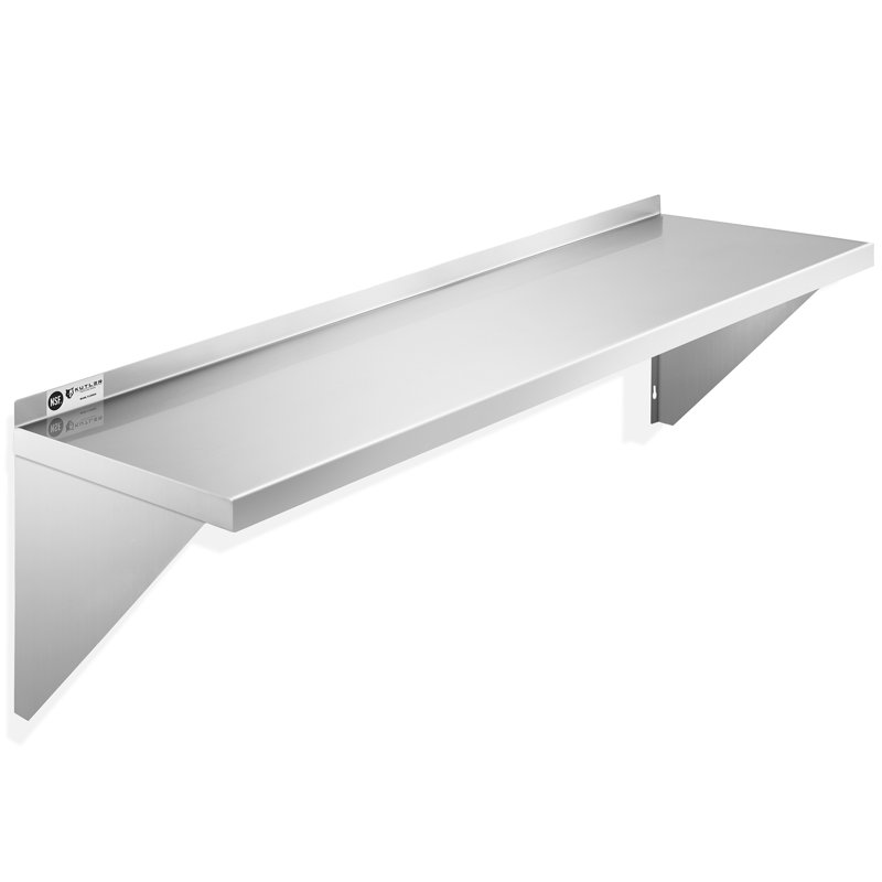 KUTLER Stainless Steel Shelf - NSF Commercial Wall Shelving, 18.5" H x 48" W x 12" D