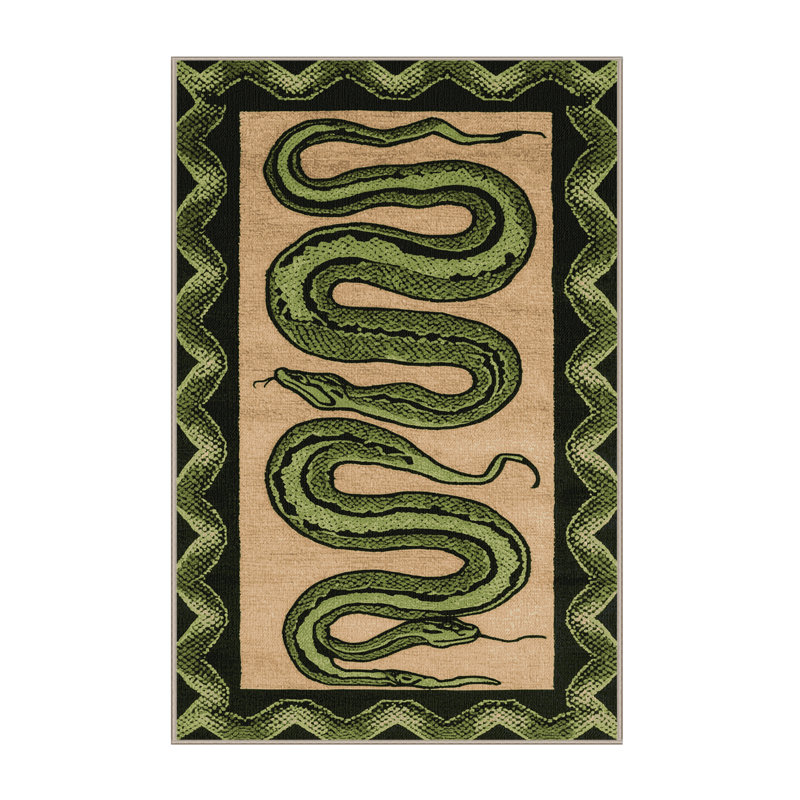 Washable African Bush Viper Wildlife Area Rug, Rectangle 3' x 5'