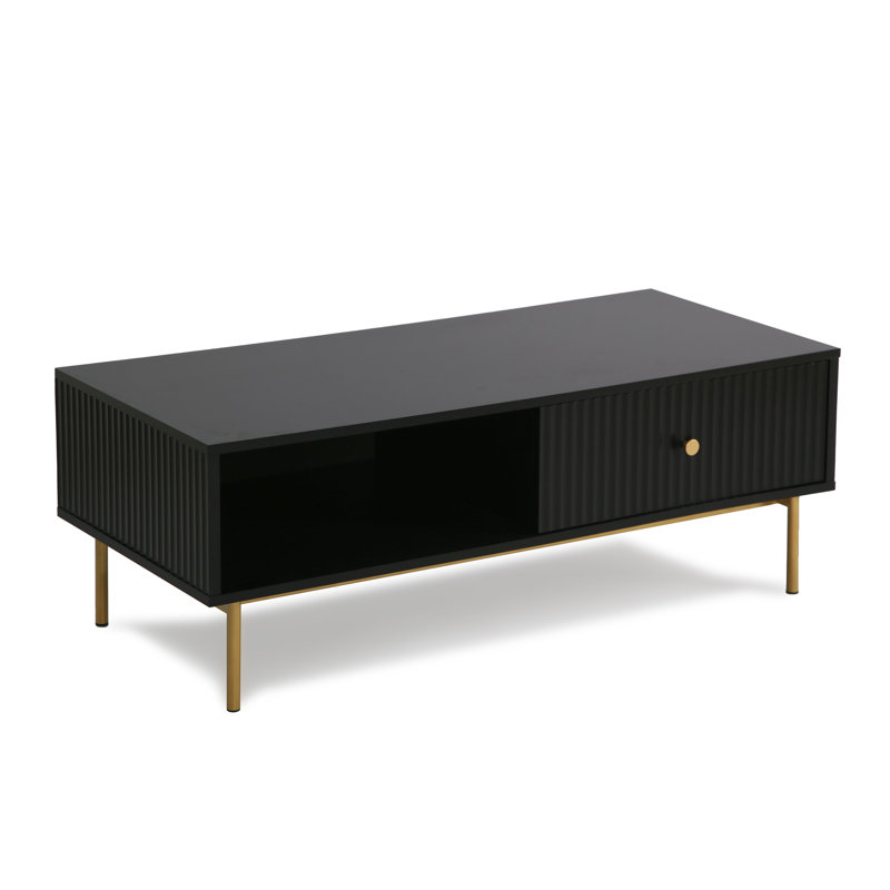 Ahdia Four Leg Coffee Table with Storage, Black