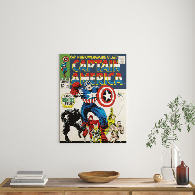 Captain America Premier Graphic Art Print on Canvas, 80cm H x 60cm W x 3.8cm D