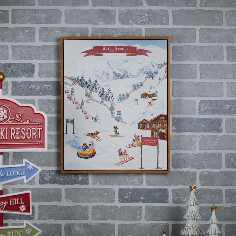 Reproduction d'une station de ski encadrée H 20 po
