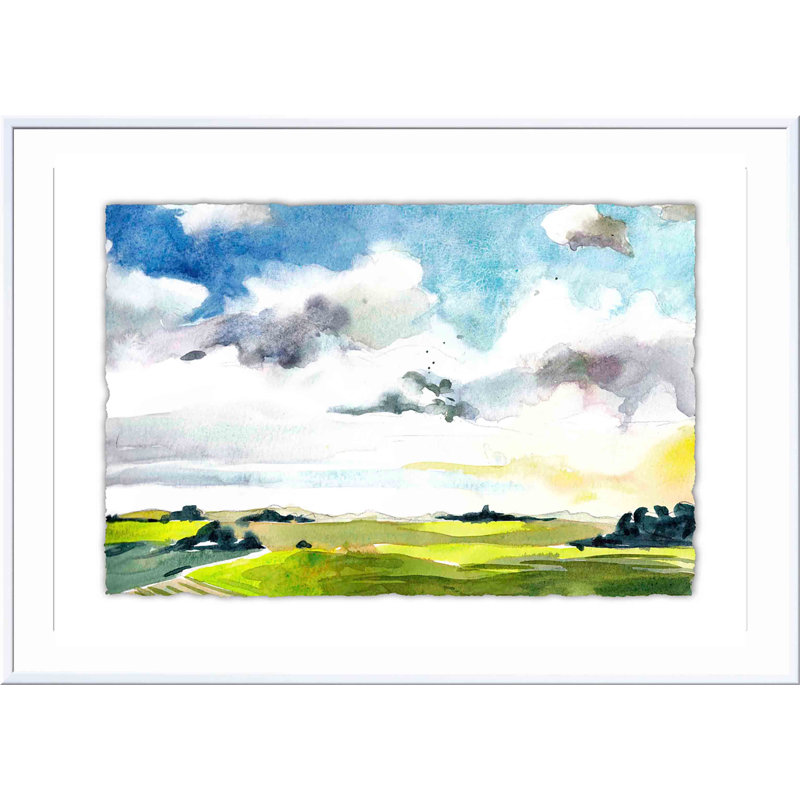 «Sky View VI» par Paul McCreery - peinture encadrée, H 20 po x l 20 po, Blanc